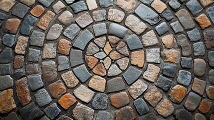 Cobblestone street with circle decor