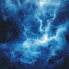 Obraz premium Intense Blue Lightning and Electric Energy Burst in a Dark Sky for Dynamic Technology Background