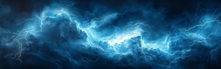 Intense Blue Lightning and Electric Energy Burst in a Dark Sky for Dynamic Technology Background