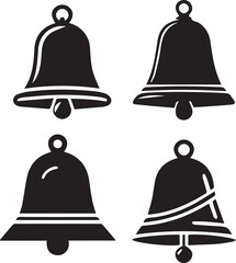 Bell Silhouette Icons - Black Decorative and Functional Bell Designs