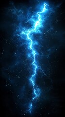Naklejka premium Intense Blue Lightning and Electric Energy Burst in a Dark Sky for Dynamic Technology Background