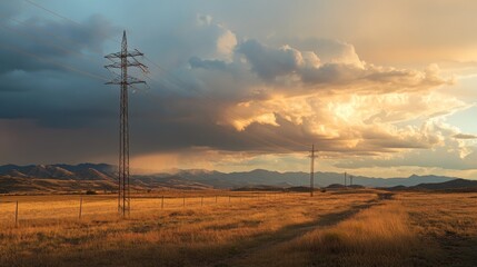 Spanish power line in Aragon