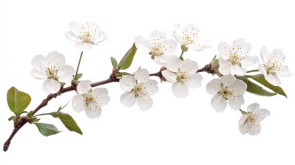 Fototapeta premium White cherry blossoms on white