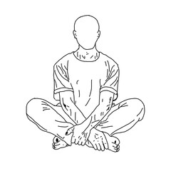 man meditating in lotus position sitting vector