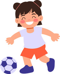 Happy Girl Playing Soccer with a Big Smile