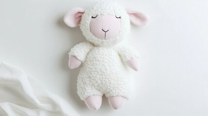 A cute stuffed animal toy lying flat on a white background, perfect for illustrating childhood memories or toy store promotions.