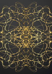 Abstract scribble lines elegant background gold on black