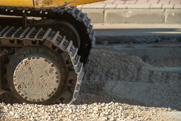 Construction equipment is repairing the motorway