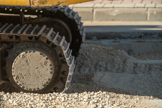 Construction equipment is repairing the motorway