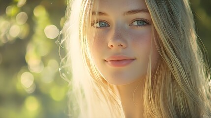 portret kobiety, blond włosy, proste włosy, europejska kobieta, niska przysłona, naturalne światło, portret plenerowy, zbliżenie twarzy, miękkie światło, rozmyte tło, głębia ostrości, portret kobiety,