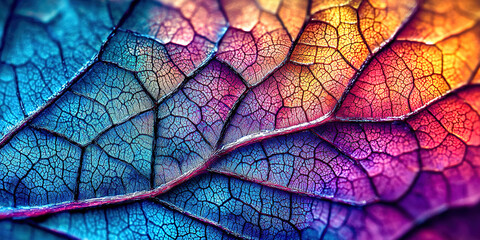 A leaf with a colorful pattern is shown in the image