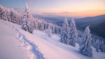 Obraz premium Winter landscape with snowdrifts