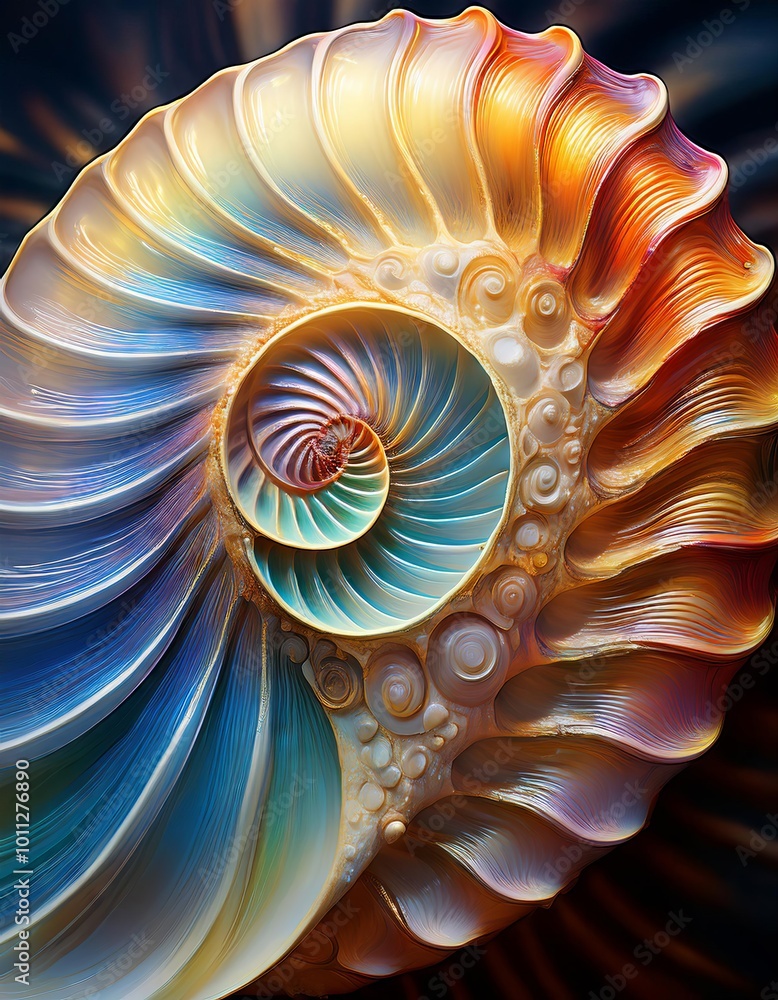 Wall mural abstract spiral pattern in the form of a sea shell. computer generated graphics.