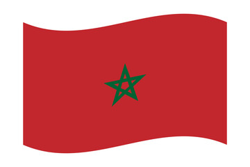 Vector illustration of wavy Morocco flag on transparent background