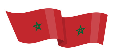 Vector illustration of wavy Morocco flag on transparent background
