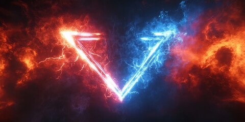 Holographic Versus Logo with Neon Lightning Flashes for Cyber Sport Tournament Screen