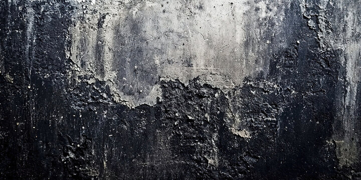 Fototapeta A black and white photo of a wall with a lot of cracks and holes