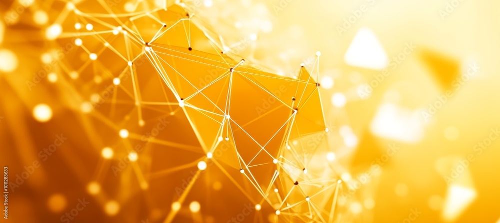 Poster abstract golden network structure a technological and data-driven design, representing connections