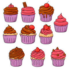 collection of cupcakes with cream