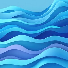 Abstract blue waves design. Layered paper cut style with fluid shapes