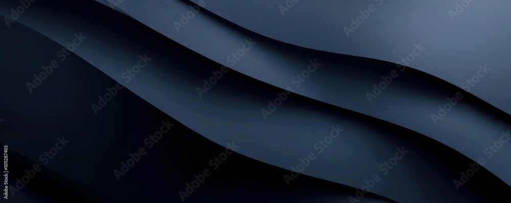 Poster abstract dark blue waves design. smooth curves with gradient shading