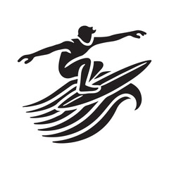 Surfer Silhouette Riding the Waves