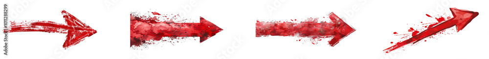 Poster red arrows showing movement. set png isolated on transparent background