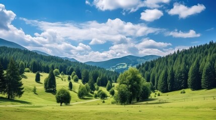Serene Mountain Valley with Lush Greenery