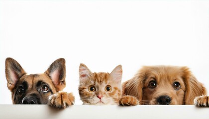 Obraz premium A group of cute puppies and dogs, including two adorable chihuahua puppies, sitting together in a studio on a white background