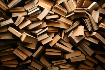 Stacked books on a dark background.