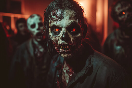 Person with Terrorific zombie costume for halloween parties