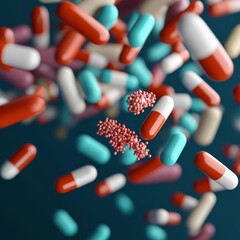 Antibiotic-resistant bacteria entering the bloodstream, infection risk, 3D illustration