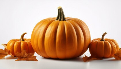 Obraz premium A carved pumpkin with a spooky, smiling face, glowing in the dark, symbolizing Halloween and the autumn season on white background