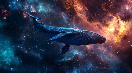 Fototapeta premium blue whale floating in space
