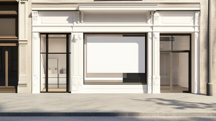 blank white storefront signage mockup advertising and branding display 3d illustration 