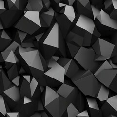 Fototapeta premium Black 3D Geometric Seamless Pattern Texture of Angular Shapes and Prisms Background: Angular geometric shapes and prisms in varying orientations result in a dynamic and architectural-inspired design. 