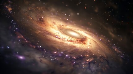 Fototapeta premium A stunning cosmic scene depicting a spiral galaxy with glowing stars and cosmic dust, set against the backdrop of the vast universe.