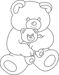 Coloring page, mother and son