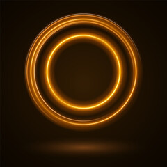 Color circles frame with glitter light effect. A flash flies in a circle in a luminous ring.