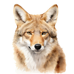 Fototapeta premium Watercolor Coyote Head Clipart Illustration