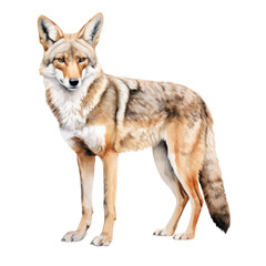 Fototapeta premium Watercolor Standing Coyote Clipart Illustration