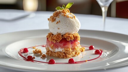 Delightful Dessert on a Plate with Fresh Toppings