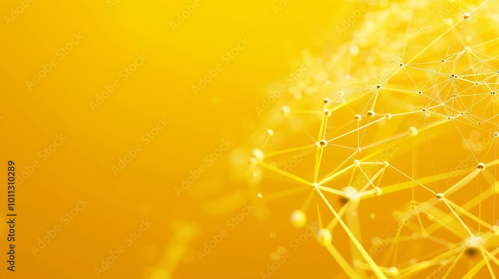 Poster abstract yellow background with glowing network structure.
