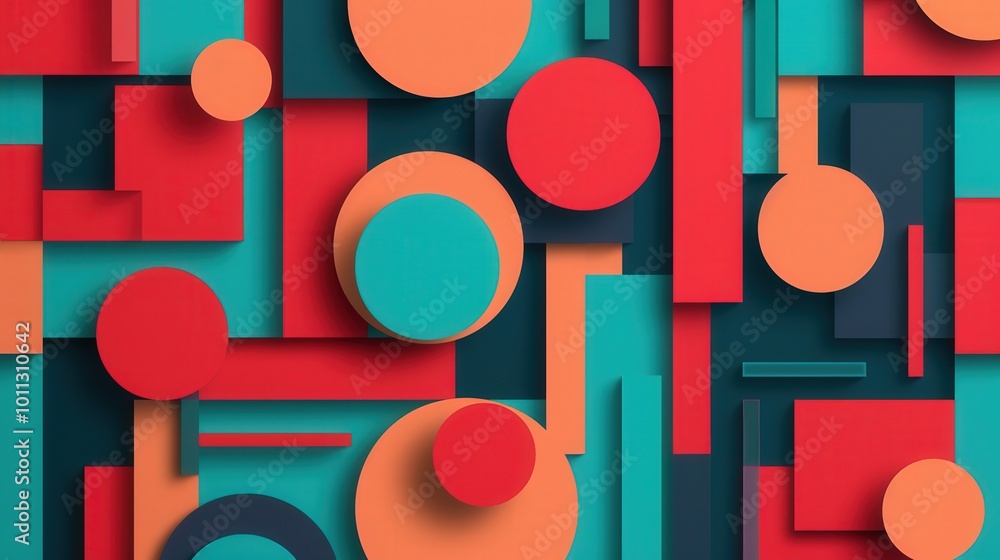 Canvas Prints futuristic abstract patterns, a vibrant interplay of 3d layered designs, showcasing intricate shapes