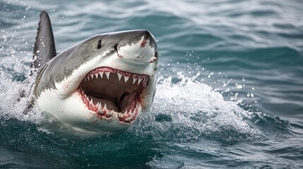 Fototapeta premium One of the largest fish in the ocean that consumes meat is the great white shark.