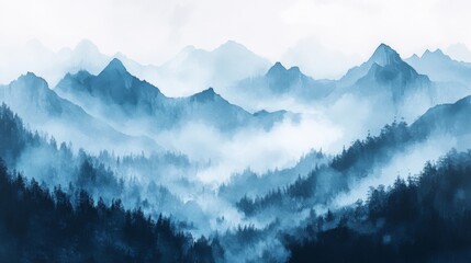 mountains in the morning