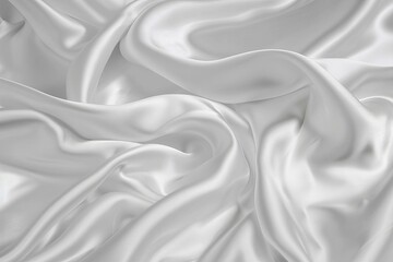 Obraz premium Abstract background of white satin fabric with soft folds and wrinkles.