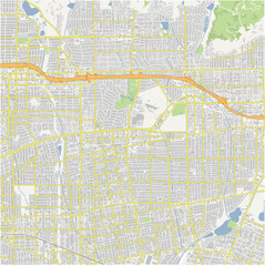 Map of Arcadia in California in a normal road map style. Contains layered vector with roads water, parks, etc.