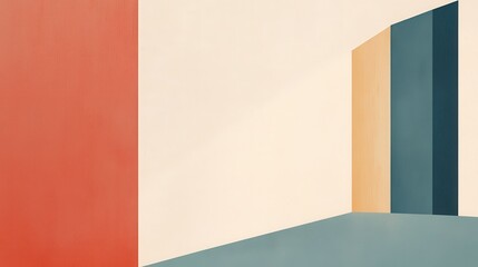 Fototapeta premium Abstract Geometric Composition with Orange, Beige, and Blue Panels