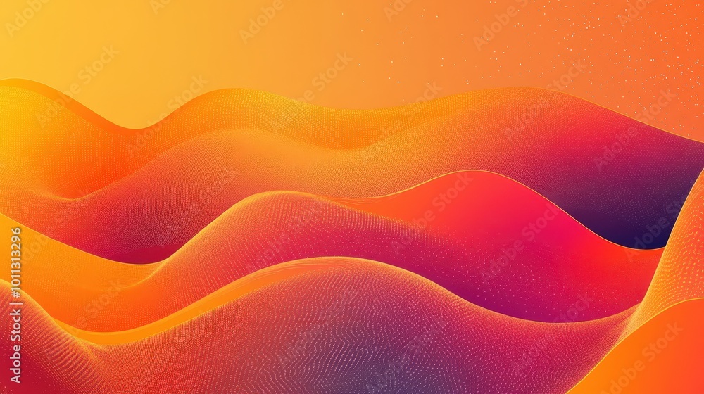 Poster Abstract Orange and Red Wavy Background with Dotted Texture